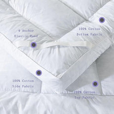 WhatsBedding Duck Feather Bed Mattress Topper, 100% Cotton Memory Foam Mattress Topper, 2500GSM Overfilled Pillow Top, Hotel Collection