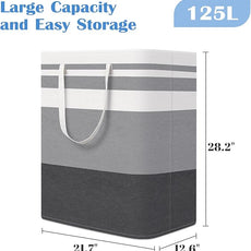 BlissTotes 3-Pack Laundry Basket, Freestanding＆Waterproof Laundry Hamper, Collapsible Tall Clothes Hamper with Easy Carry Handles for Clothes, Towels in the Family and Dorm,Gradient Grey,125L