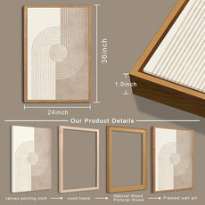 BINCUE Neutral Abstract Wall Art Beige Large Wall Decor Boho Mid Century Modern Artwork Art Print for Living Room Bedroom Office 24