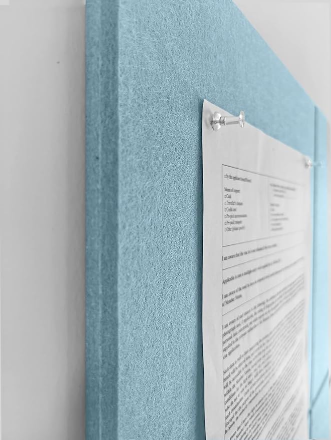 Felt Wall Tiles | Large Cork Board Alternative | Aesthetic Felt Bulletin Board for Office, Home & Classroom | Large Cork Boards for Walls Pinboard (12-Pack) | Baby Blue