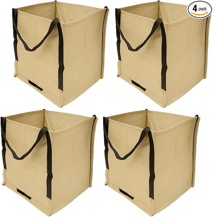 DURASACK Heavy Duty Storage Tote Bag 22-Gallon Rugged Woven Polypropylene Moving Bag, Reusable Self-Standing Design, Holds up to 500 Pounds, Pack of 4, Khaki