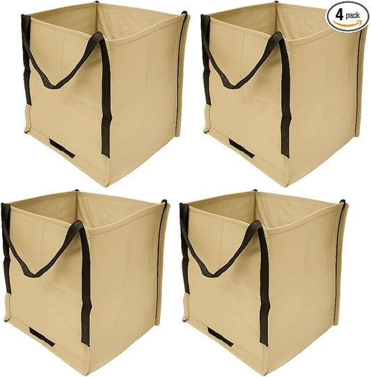DURASACK Heavy Duty Storage Tote Bag 22-Gallon Rugged Woven Polypropylene Moving Bag, Reusable Self-Standing Design, Holds up to 500 Pounds, Pack of 4, Khaki