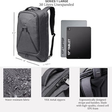 Knack Series 1 Laptop Backpack Fits up to 17 Inch - Knack Bags Carry-On Backpack, TSA Approved, Expandable Travel Backpacks With 4 Day Outfit Capacity (Savile Gray, Large)