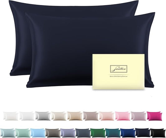 Silk Pillowcase for Hair and Skin,Soft,Breathable and Sliky 100% Queen Silk Pillow Case Set of 2,Both Sides Natural Mulberry Silk Pillowcases with Hidden Zipper(Queen Size 20"X 30",2pcs)
