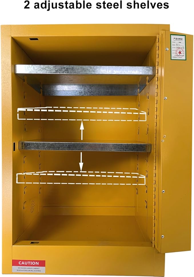 koxuyim Hazardous Storage Cabinets, 18.1" D 23.2" W 35.4" H, Industry Safety Cabinet, Dangerous Storage Explosion Proof Cabinet, 2 Adjustable Galvanized Steel Shelf, 5.3 c.f. (Inside Volume)