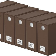 SpaceAid 6 Pack Bed Sheet Organizers and Storage, Foldable Sheet Organizer with Window for Linen Closet, Set Folder Keeper for Queen & King Size Bedding Storage (Brown)