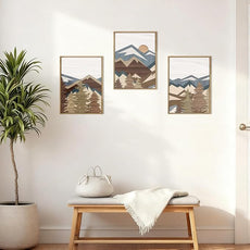 BINCUE Framed Mountain Wall Art Boho Landscape Wall Decor Mountain Artwork for Office Living Room Bedroom 12