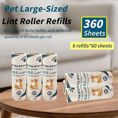 Large Lint Roller Refills for Pet Hair 6.3 Inch 360 Sheets Extra Sticky Fluff Roller Supplement for Cat and Dog Hair Removal Clothes Carpet Couch Floor Remove dust