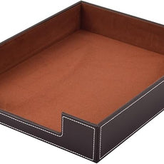 Leather Letter Tray, Office Supplies Desk Organizer for Mail Paper Files Magazines Jewelry Cosmetics,Luxury Letter Holder&Multipurpos Stackable Office Desktop Storage Box,Coffee