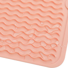 Silicone Dish Drying Mat for Multiple Usage,Easy clean,Eco-friendly,Heat-resistant Silicone Mat for Kitchen Counter or Sink,Refrigerator or Drawer liner Pink M 12 inches x 12 inches