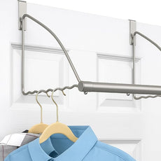 HOLDN’ STORAGE Over The Door Hanger - Door Rack Hangers for Clothes - Space Saving Designed for Bedroom & Bathroom - Ideal for Clothes & Towels - Drying Rack, Gray