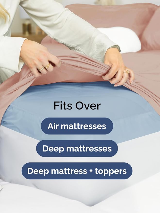 Extra Deep Pocket Queen Sheet Set - 4 Piece Breathable & Cooling Bed Sheets - Hotel Luxury Sheet Set - Ultra Soft, Wrinkle Free & Comfy - Easily Fits Extra Deep Mattresses - Deep Pocket Mauve Sheets