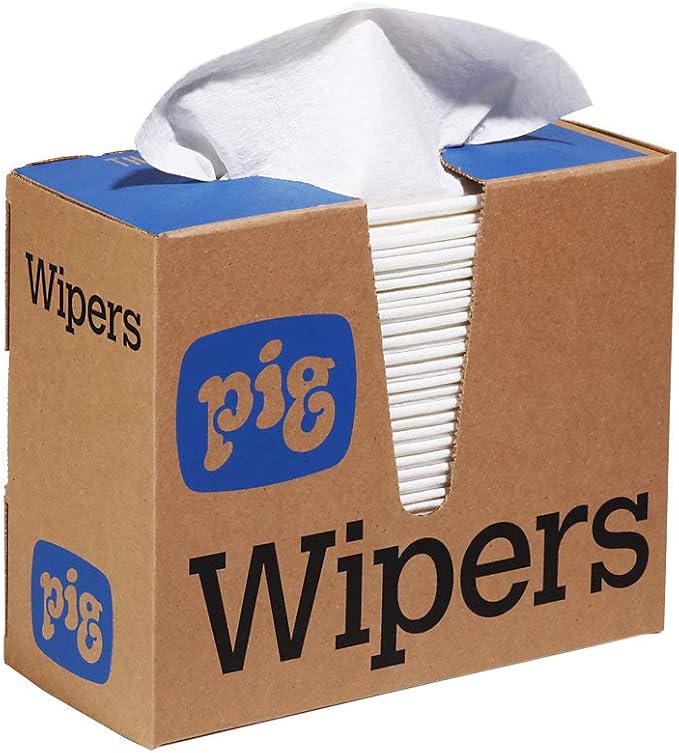 PIG PR40 All-Purpose Wipers, Medium-Duty Pop-Up Wipers, 16" x 9", 900 Wipes (12 Boxes of 75), WIP311, White