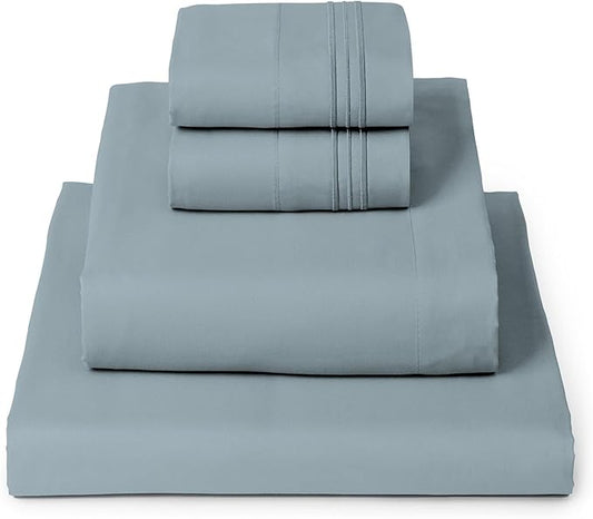 Mellanni Twin XL Sheet Set - 4-Piece Iconic Collection Bedding, (Including 2 Pillowcases), 16-Inch Deep Pocket, Easy Care, Extra Soft, Cooling Sheets, Brushed Microfiber - Spa Blue