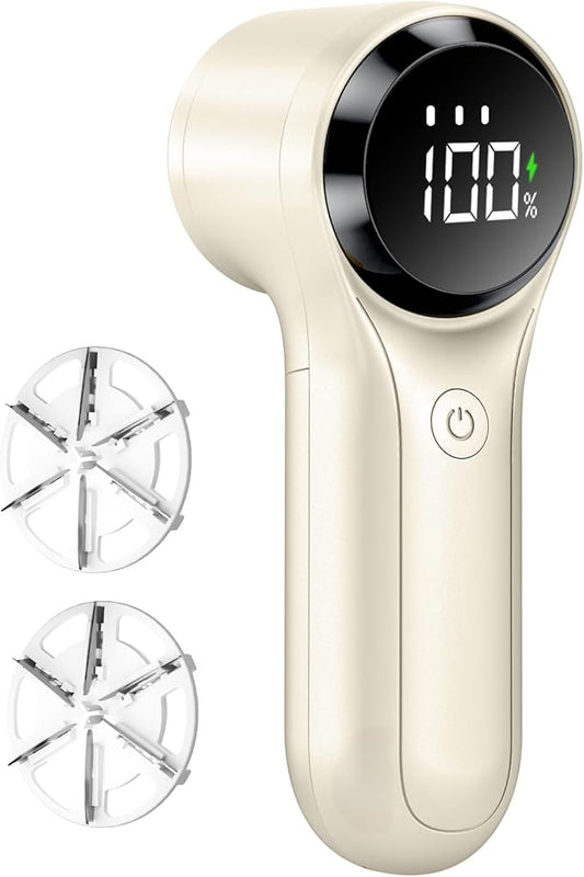 Fabric Shaver, Electric Lint Remover, Rechargeable Lint Shaver, Household Essentials for Clothes, Upholstery, Furniture, Sweater Defuzzer to Remove Pilling, Battery Operated, Beige