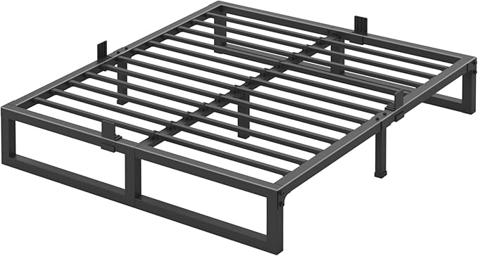 10 inch King Size Bed Frame Low Profile Metal Platform Frames with Mattress Slide Stopper,Heavy Steel Slats Support,No Box Spring Needed,Noise Free,Non-Slip,Easy Assembly