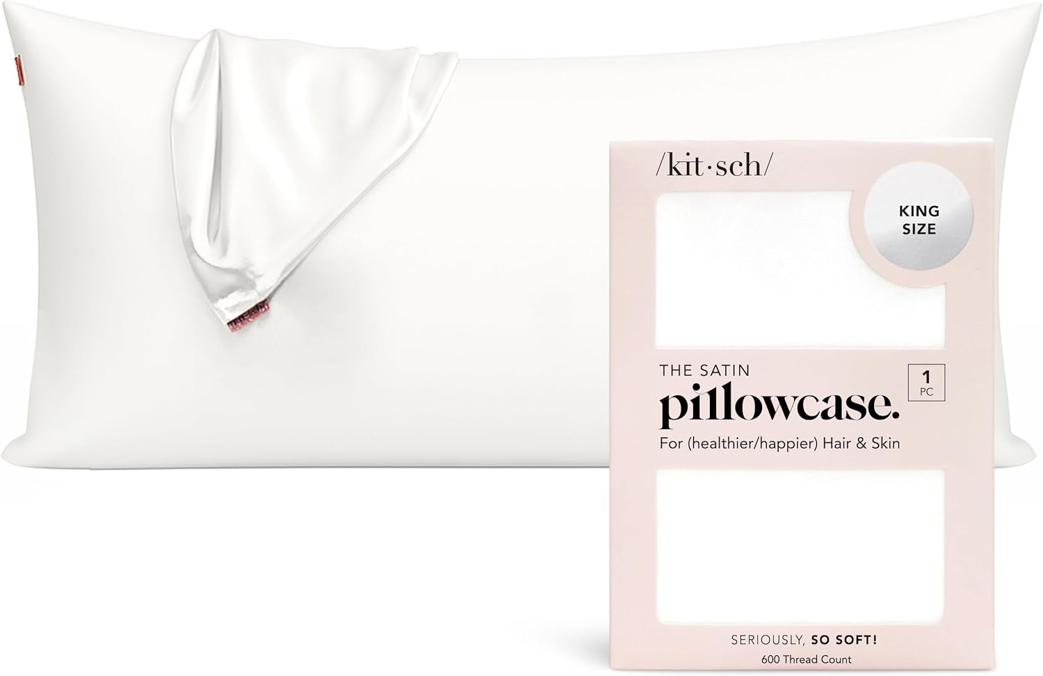 Kitsch Satin Pillowcase with Zipper for Hair & Skin - Softer Than Silk Pillow Cases, Smooth Cooling Satin Pillow Case, Wrinkle-Free, Machine Washable, Pillow Cases Standard Size 19x26 - Lavender Dormly