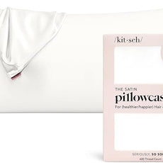 Kitsch Satin Pillowcase, Softer Than Silk Pillow Cases King, Cooling Pillow Covers, Satin Pillowcase with Zipper for Hair, Skin & Quality Sleep, Wrinkle-Free & Smooth, King Size 19