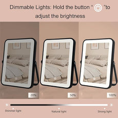 Rechargeable Makeup Vanity Mirror with Lights, Small Desk Makeup Mirror with Lights, 3 Lighting Modes, Dimmable Touch Screen, Tabletop Light up Mirror