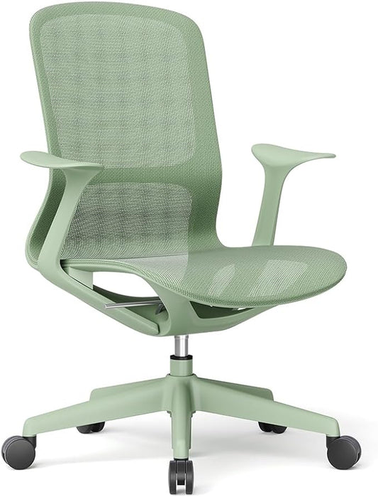 Ergonomic Mesh Office Chair with Lumbar Support, Multicolor Rolling Task Chair, Adjustable Computer Desk Seating for Home Office (Green)