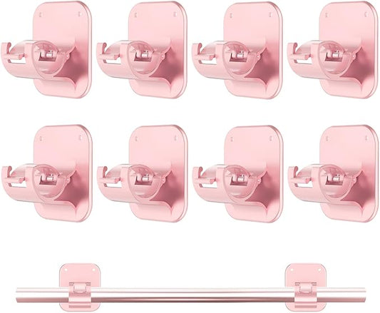 Adhesive Curtain Rods No Drilling Holder,No Drill Curtain Rod Brackets,Renter Friendly Curtain Hooks for Hanging Drapes,Over Blinds for Dorm Apartment Kitchen Bedroom Home