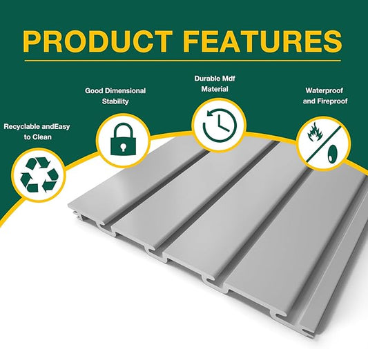 Yuzzy Slat Wall Paneling 4 x 8ft, Garage Slatwall Panel Wall Storage Systems, Heavy Duty PVC Garage Wall Organization (Gray)
