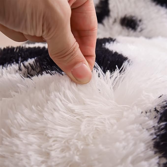 A Nice Night Faux Fur Reading Pillow Bed Wedge Large Adult Children Backrest with Arms Back Support for Sitting Up in Bed/Couch for Bedrest,whiteBlack