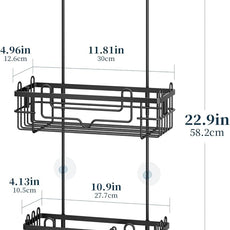 Consumest Over the Door Shower Caddy - 2-Tier Hanging Shower Organizer with Soap Holder, Rustproof Bathroom Storage and Organizer Rack for Shampoo, Towels, and Toiletries, Black
