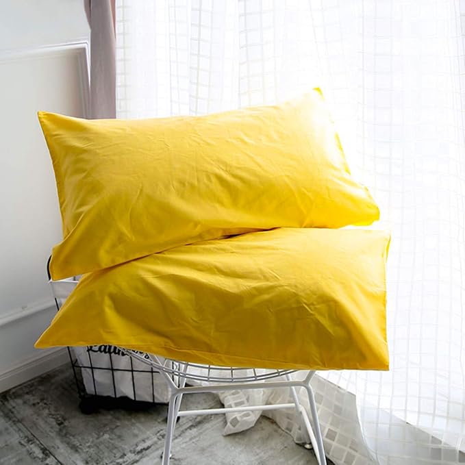FLXXIE Microfiber Pillow Cases Queen Size Set of 2, Soft Pillowcases with Envelope Closure, Wrinkle Resistant Pillow Covers, 20x30, Yellow