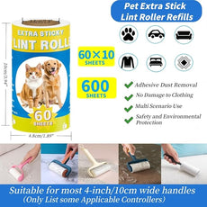 Lint Rollers Refills for Pet Hair Extra Sticky 600 Sheets Portable Pet Lint Remover for Clothes, Furniture, Carpet, Dog and Cat Hair Removal