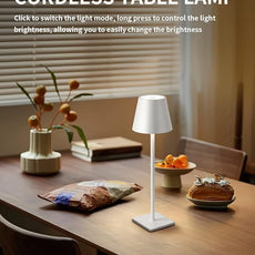 KDG 2 Pack Cordless Table Lamp, Portable LED Desk Lamp, 5000mAh Battery Operated, 3 Color Stepless Dimming Up, for Restaurant/Bedroom/Bars/Outdoor Party/Camping/Coffee Shop Night Light(White)
