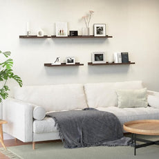 23.6 Inch Long Floating Shelves - 2 Set Farmhouse Wall Shelf for Bedroom, Nursery Book Shelf with Lip, Picture Ledge Shelf for Wall Decor Living Room Bathroom Kitchen - Walnut