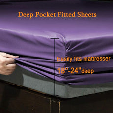 SONORO KATE Bed Sheet Set Super Soft Microfiber 1800 Thread Count Luxury Egyptian Sheets Fit 18-24 Inch Deep Pocket Mattress Wrinkle-6 Piece (Purple, Queen)
