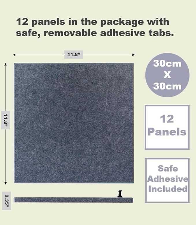 Blue Felt Bulletin Board 47"x35" | Large Cork Pin Board Alternative for Office, Home & Classroom | Felt Wall Tiles (12-Pack) | Blue Classroom Decor Office Supplies | Denim Blue