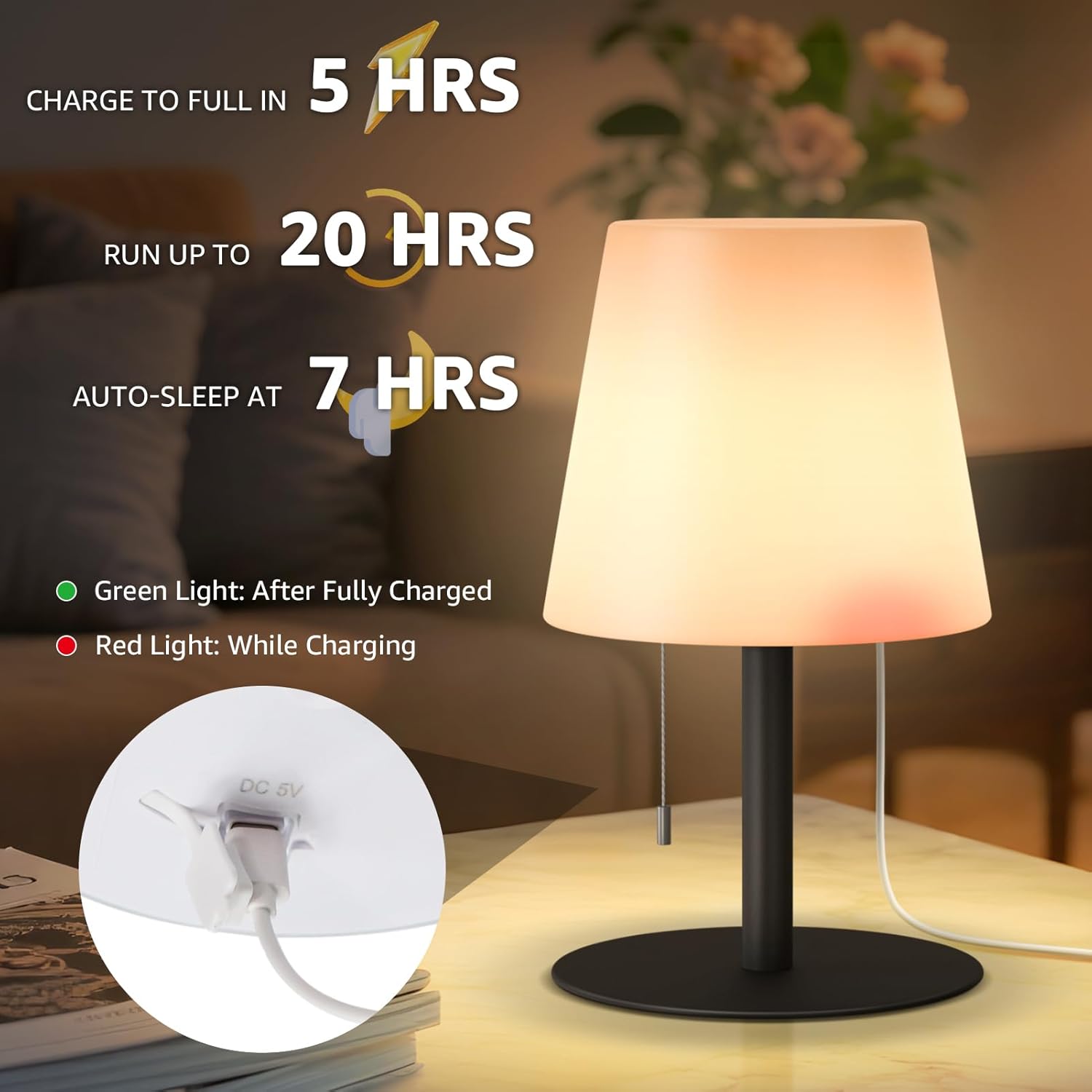 uuffoo Shower Lamp Waterproof Shower Light Warm White & RGB Dimmable Rechargeable Table Lamp Cordless Night Light for Bathroom, Dining Room, Patio H9.8in, D6.3in (Black)