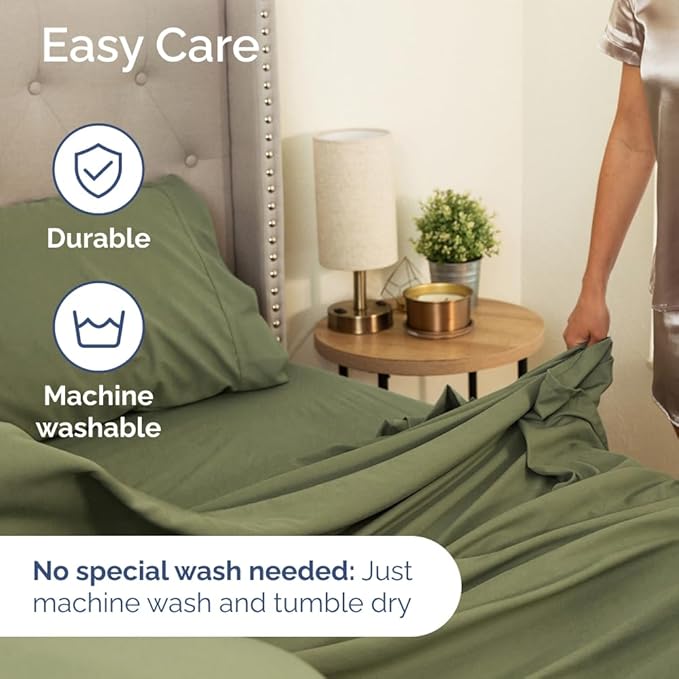 Extra Deep Pocket Twin XL Sheets - 3 Piece Breathable & Cooling Bed Sheets - Hotel Luxury Bed Sheet Set - Soft, Wrinkle Free & Comfy - Easily Fits Extra Deep Mattresses - Deep Pocket Sage Green Sheets