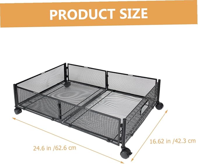 Foldable Stainless Steel Under Bed Storage Organizer with Wheels Large Capacity Holder for Clothes Shoes Blankets Multi-purpose Use Under Bed Sofa Space-saving Storage Rack