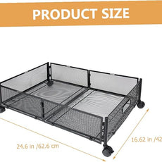 Foldable Stainless Steel Under Bed Storage Organizer with Wheels Large Capacity Holder for Clothes Shoes Blankets Multi-purpose Use Under Bed Sofa Space-saving Storage Rack