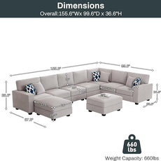Legend Vansen Modular Sectional Sofa U Shaped Couch with Ottoman Modern Reversible Corner Sectional Couch for Living Room (Light Grey, U Shaped Sofa-5)