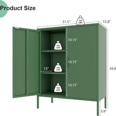 Green Metal Cabinet，Bathroom Floor Storage Cabinet,40