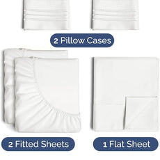 Split King Size 5 Piece Sheet Set - Comfy Breathable & Cooling Bed Sheets Set - Hotel Luxury Bedding for Women, Men, Kids, Teens, Boys & Girls - Deep Pockets & Wrinkle Free - Oeko-Tex - Antique White