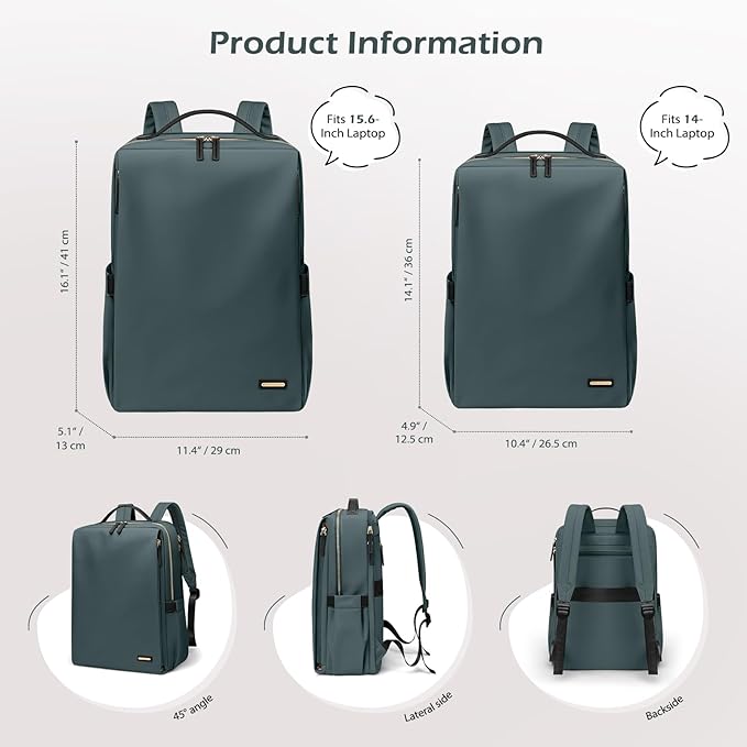 GOLF SUPAGS Stylish Laptop Backpack for Women Airline Approved Perfect for Work College and Travel Multi-Functional Casual Daypack Fits 15.6 Inch Notebook (Atrovirens)