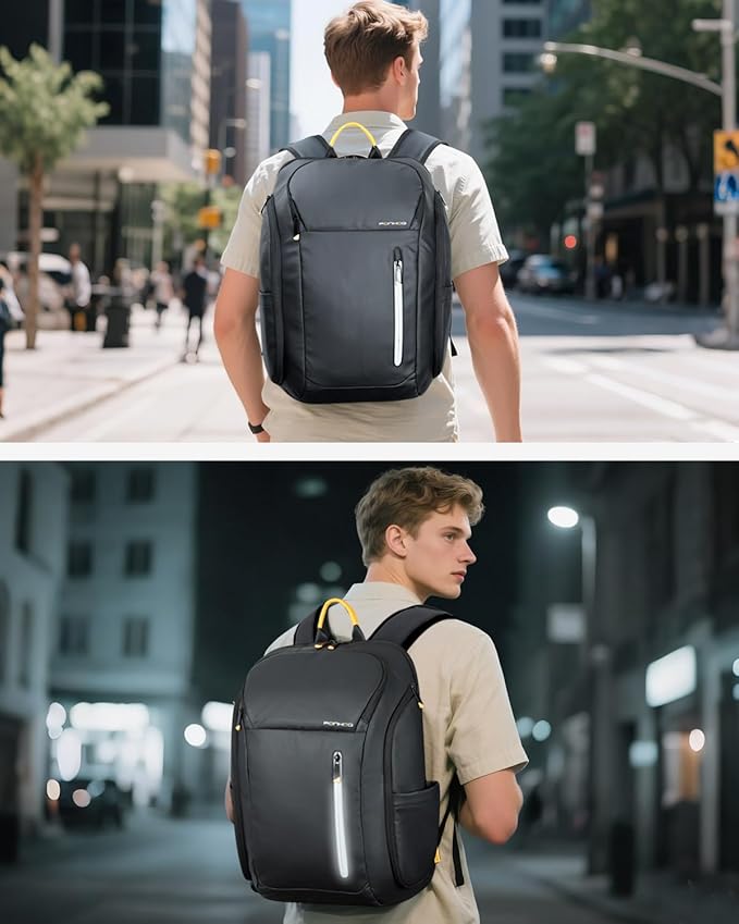 17 Inch Laptop Backpack for Men, Business Travel Anti-Theft Backpack with USB Charging Port, Water Resistant Computer Bag Carry On Flight Approved for Work College Weekender, Black