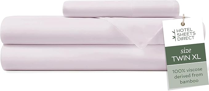 Hotel Sheets Direct 3 Piece Bed Sheet Set Twin XL Size, 100% Viscose Derived from Bamboo Sheets Set with 1 Pillowcase, Cooling & Breathable Luxury Bedding, Moisture-Wicking & Silky Soft, Light Pink