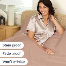 Extra Deep Pocket Queen Sheet Set - 4 Piece Breathable & Cooling Bed Sheets - Hotel Luxury Sheet Set - Ultra Soft, Wrinkle Free & Comfy - Easily Fits Extra Deep Mattresses - Deep Pocket Mauve Sheets