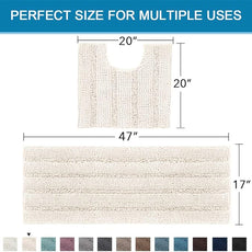 H.VERSAILTEX Bathroom Rugs Bath Rug Set 2 Piece Bathroom Contour Rug Toilet Mat Sets Non Slip Contour Bath Rug Ultra Thick Water Absorbent Striped Bath Mats Washable(47