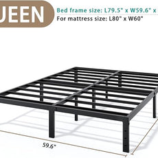 Metal Bed Frame Queen Size - 12 Inch Heavy-Duty Queen Platform Bed Frame No Box Spring Needed, Easy Assembly, Noise-Free, Sturdy Mattress Foundation, Underbed Storage Space