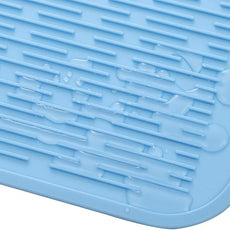 Silicone Dish Drying Mat for Multiple Usage,Easy clean,Eco-friendly,Heat-resistant Silicone Mat for Kitchen Counter or Sink,Refrigerator or Drawer Liner Light Blue XL 18 inches x 16 inches