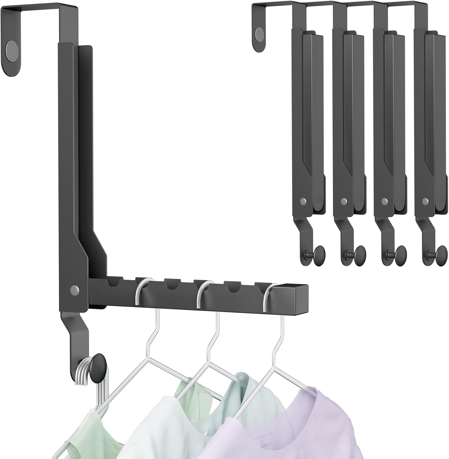 BAKON Over The Door Hanger Folding Clothes Drying Rack, Folding Hanging Coat Rack for Indoor Laundry Room Compact Small Space Foldable Portable Clothing Hanger Hook Collapsible- 2 Pack Dormly