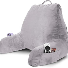 Nestl Reading Pillow with Shredded Memory Foam, Designed for Sitting Up in Bed and Couch, Back and Arms Adjustable Support for Adult & Teens Backrest Pillows for Reading, Washable Cover, Grey Lavender